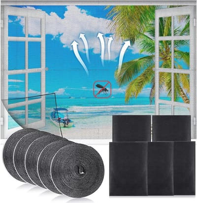 Inovra Plus - Vliegenhor Raam 130x150cm Zelfklevend Insectengaas met Klittenband. Effectieve Boren-vrije Raamhor met Hoge Dichtheid voor Bescherming tegen Vliegen en Muggen.