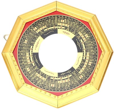 Dailygoods- Bagua Spiegel Hout - Convex/Concaaf - Feng Shui Amulet - Bescherming tegen Negatieve Energie - 13,5 cm - Traditionele Decoratie