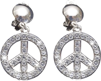 Hippie oorbellen peace diamantjes