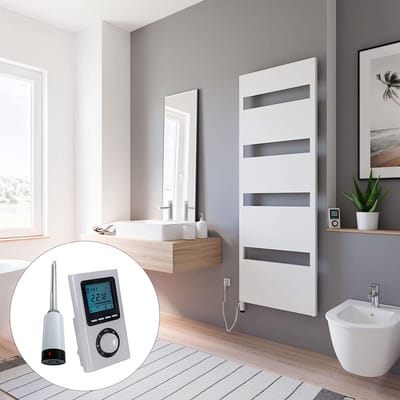 Schulte TURIN - elektrische designradiator - 60x170cm - wit - digitale remote aansluiting links - 600 Watt