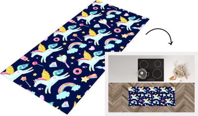 Keukenloper - Loper keuken - Eenhoorn - Regenboog - Diamant - Patronen - 120x50 cm - Keukenloper vinyl