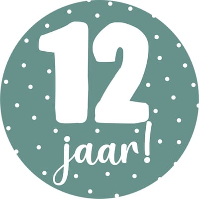 Sticker 12 jaar groen - traktatie sticker verjaardag - basisschool kind - kinderfeestje - 20 stuks