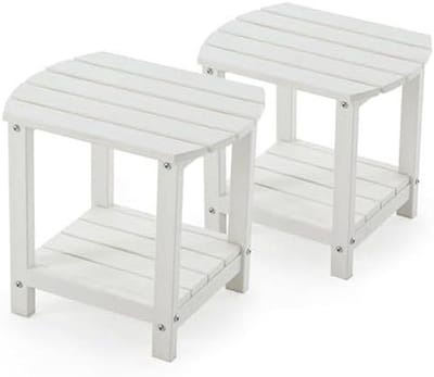 Weerbestendige bijzettafel - Terrastafel tuin - Buitenmeubilair plaatsen - 2-laags ontwerp - Niet gespecificeerd - Wit