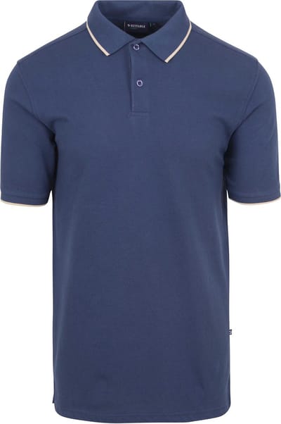 Suitable Respect Polo Tip Ferry Denim Blauw - Maat M - Heren - Polo shirt Heren met Korte mouw