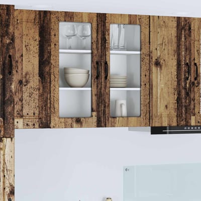 vidaXL - Wandglas - Kasten - PORTO - Oudhout - 80 - x - 31 - x - 80 - cm - Bewerkt - hout