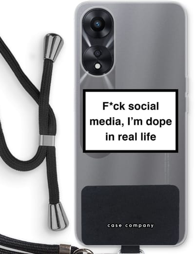 Case Company® - Hoesje met koord geschikt voor Oppo A78 5G hoesje met Koord - I'm dope - Telefoonhoesje met Zwart Koord - Bescherming aan alle Kanten en Over de Schermrand