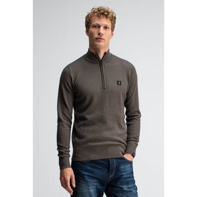 Butcher of Blue Structure Halfzip Mocha Brown Size: S | Sweaters Outlet | Heren | Bruin