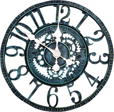 St. Helens Home & Garden Vintage Open Wandklok – 30 cm – Weerbestendig - Werkt op batterijen