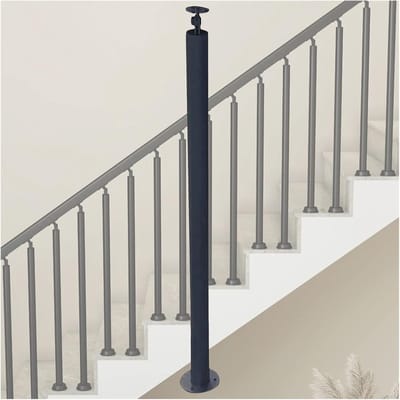Verstelbare Metalen Balusters - Ronde Trapondersteuning - Binnen Buiten Gebruik - Veelzijdige Relinghardware - 30-130cm Verstelbaar - Zwart