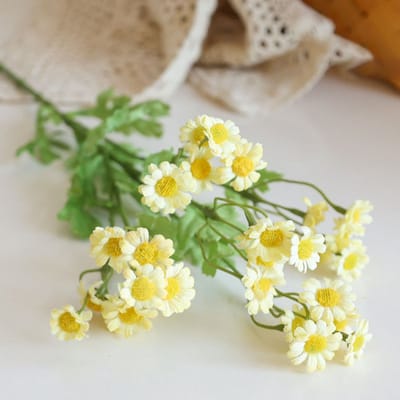 Kamille - geel - zijden bloemen - 3 stelen - onderhoudsvrij - 55 cm - kunstbloemen