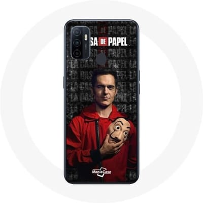 Hoesje Oppo A53 - Maniacase - La Casa De Papel - Zwart - Flexibel - Bescherming tegen stoten en krassen