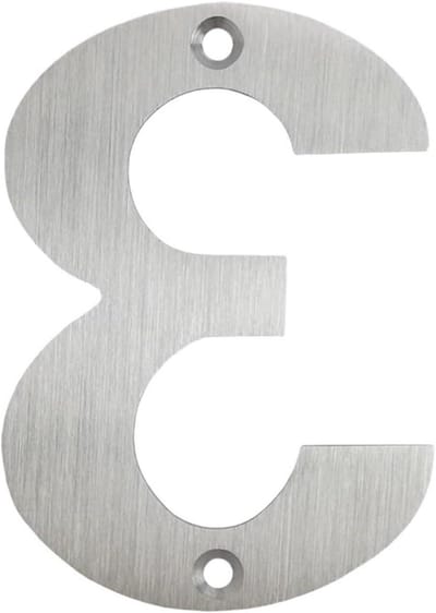 Huisnummer Roestvrij Staal - Adres Cijfer - Huis Identificatie - Geborstelde Afwerking - 10.16 Cm Hoog - Zilver