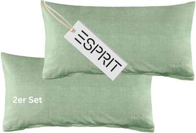 Dailygoods- Hoofdkussenslopen Set van 2 - 40 x 80 cm - Katoen - Ritssluiting - Doubleface - Esprit-logo geborduurd - Zacht en ademend - Kussenslopen