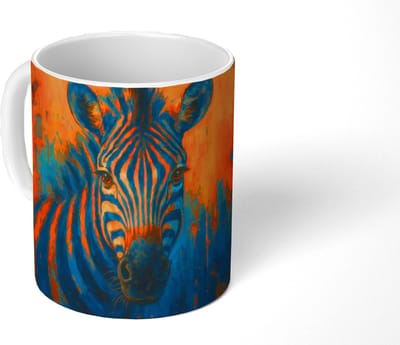 Mok - Koffiemok - Zebra - Abstract - Blauw - Mokken - 350 ML - Beker - Koffiemokken - Theemok