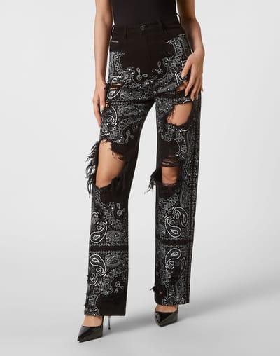 Jeans Met Wijde Pijpen Paisley