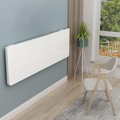 Wandtafel Inklapbaar - Bureau Klapbaar - Ruimtebesparend Werken - Compact Ontwerp - 100x40cm - Wit