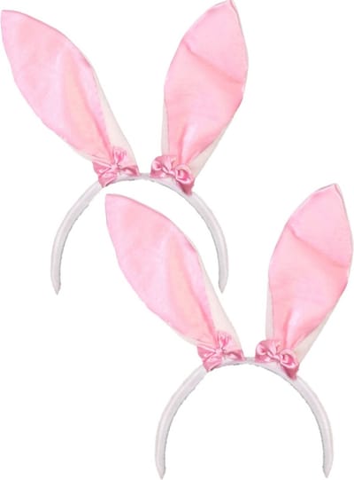 Atosa Verkleed diadeem haas/konijnen oren - 2x - roze - meisjes/dames - vrijgezellen/paashaas