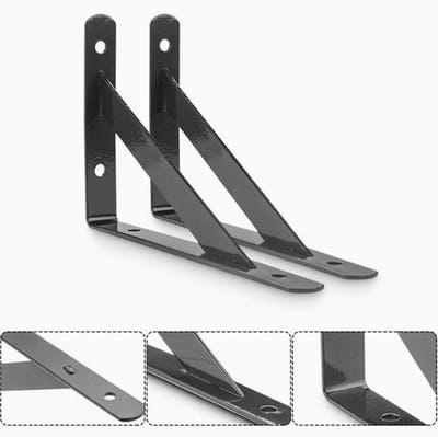 FSW-Products Zwarte Plankdragers - Set van 2 - 150 x 100 mm - Inclusief Schroeven en Pluggen - Metalen Wandbeugels voor Wandplanken - Hoekbeugels