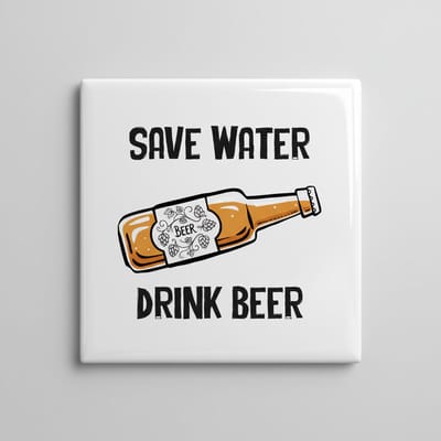 Save Water Drink Beer Tegel – Grappige Bier Quote – Bar- & Keukendecoratie – Keramische Tegel 15 × 15 cm