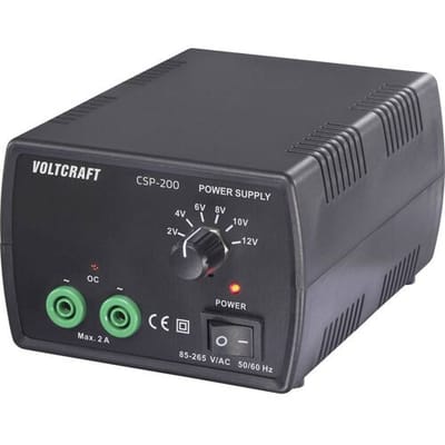 VOLTCRAFT CSP-200 Labvoeding, regelbaar wisselspanning 2 V, 4 V, 6 V, 8 V, 10 V, 12 V 2 A (max.) 24 W Aantal uitgangen 1 x