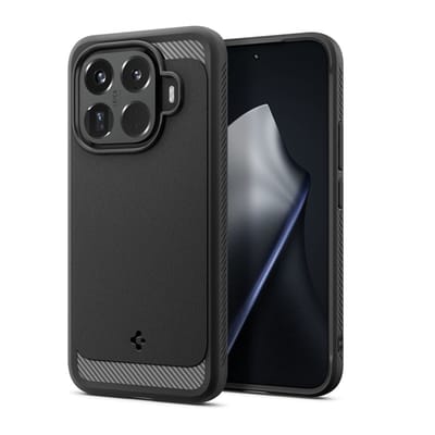 Spigen Hoesje Geschikt voor Xiaomi 15T Pro - Rugged Armor Case - Carbon Back Cover met Air Cushion - Matte Zwart