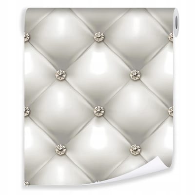 WALLARENA - Behang - Breedte 50 cm - 3D Gequilt Wit Leer - Geschikt voor woonkamers, slaapkamers en kantoren - 10m