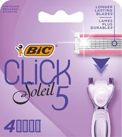 BIC Click 5 Soleil - Scheermesjes - Voor Vrouwen - 5 Scheerbladen - Dames Scheermes Houder met 4 Navullingen - 1 set