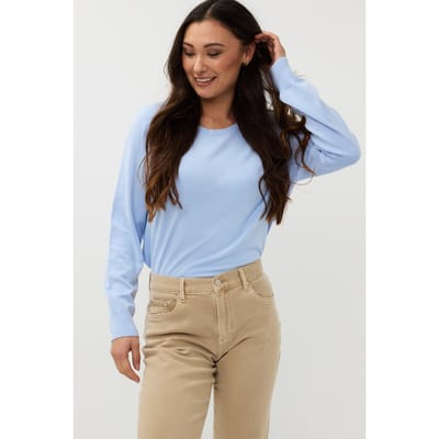 EsQualo Sweater Raglan Basic Knit Sky Blue Größe: S | Pullover Outlet | Damen | Blau