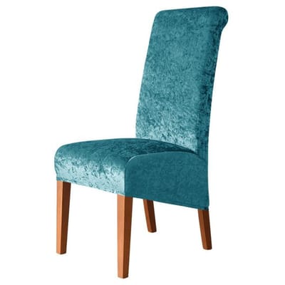 Housse de chaise à dossier haut taille Xl, housse de chaise extensible en velours de diamant doré pour salle à manger, Banquet de mariage, étui de décoration de maison en Spandex 1 piece bleu paon