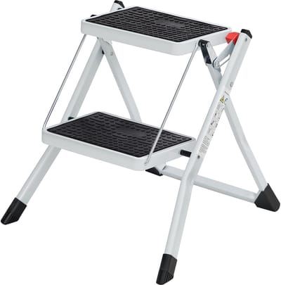 SONGMICS - Huishoudtrap - Vouwladder met 2 Treden - Antislip Rubber - Draagvermogen 150 kg - Met Handvat