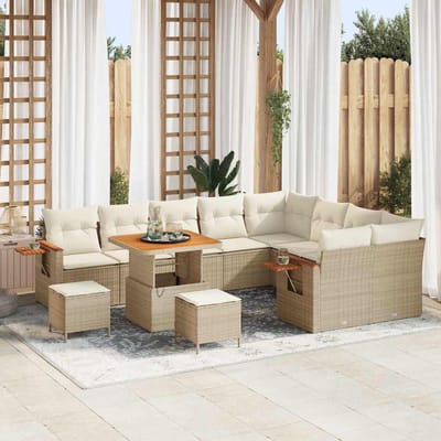 vidaXL - Tuinbank - Set - 13 - st - 9-Aantal - zitplaatsen - Beige - en - Crème