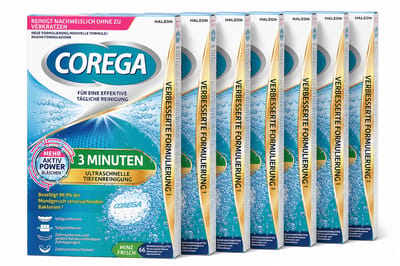 Corega Gebitsreiniger Tabletten 3 Minuten – 6 x 66 stuks – Snelle reiniging van kunstgebitten | 396 stuks