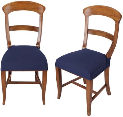 TESSILE Vlekafstotend paar stoelhoezen voor stoel, zonder rugleuning, voor bureaustoelen, keuken, eetkamer, slaapkamer, stretchstof, blauw marineblauw