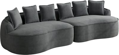 REDOM - Modulaire Bank - Diepe zitting en brede armleuningen - Ergonomische sofa zonder montage - Voor in de woonkamer - Zachte chenille - Grijs - 320 x 114 x 67 cm