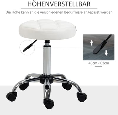 HAUSS SPOLE Bureaustoelen - Verstelbare Bureaustoel Met 360° Draaibare Zitting - Ergonomisch, Voor Kantoor & Salon - 35,5×35,5×67 cm - Ledervezelstof - Wit