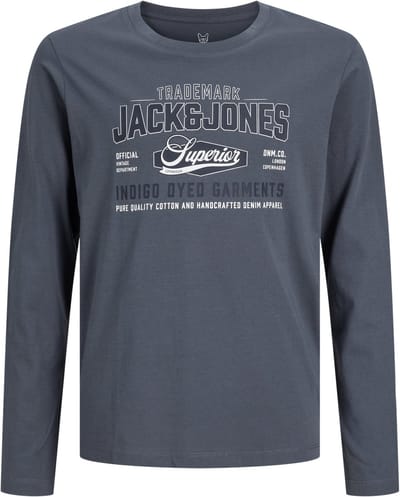 JACK & JONES- JJELOGO TEE LS O-NECK 2 COL AW26 SN JNR - Jongens - T-shirt