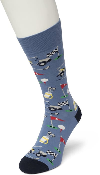 Bonnie Doon Heren Sokken met Golf Print maat 40/46 Donker Groen - Thema Sokken - Golfen - Cadeau Sokken - Word je Happy en vrolijk van - Zacht Katoen met Gladde Teennaad - Comfortabel - Perfect Cadeau - Coronet Blue - BT992112.187