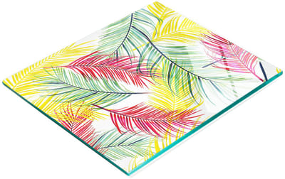 Multifunctionele decoratieve snijplank van gehard staal met palmbladerenmotief voor de keuken, 60x52 cm