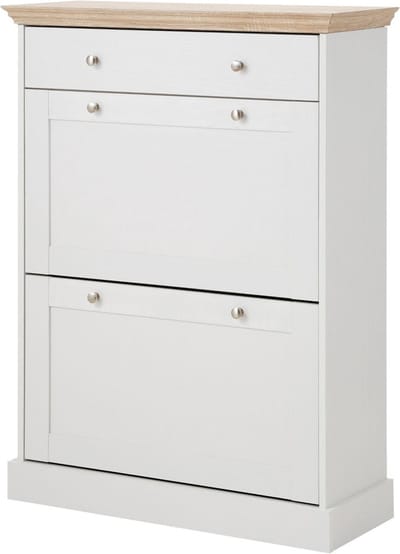 Binz-Schoenenkast met 2 kleppen en 1 lade in Wit Eiken Look