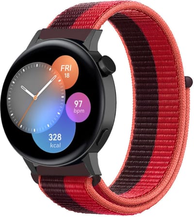 Nylon bandje geschikt voor Huawei GT 3 42mm / Huawei GT 3 Pro 43mm / Huawei GT 2 42mm - Cherry Magenta