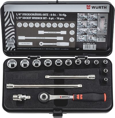 Wurth - 1/4 inch dopsleutels Assortiment met 16 stuks - 1/4 inch dopsleutels Assortiment met 16 stuks x 1 st