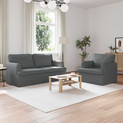 vidaXL Bankstel 2 pcs Donkergrijs 162 x 80 x 85 cm Stof