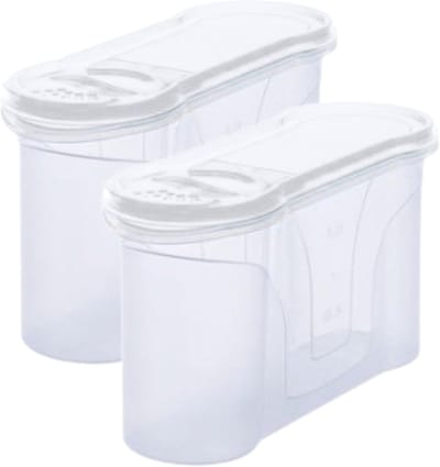 Novaliv schenkbekers set van 2 voorraadpotten voor het bestrooien van 1,3 liter - afmetingen (LxBxH): 22 x 13 x 8,5 cm - pot met deksel 1l voor granen meel suiker blikken keukenorganizer voedseldoos maaltijdvoorbereidingsdozen