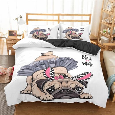 Schattige Slaap Mopshond Beddengoed Set Voor Volwassenen En Kinderen, Dekbedovertrek Sets, Full Queen, King Slaapkamer, Hometextiel Dekbedovertrek EU single(135x200cm)