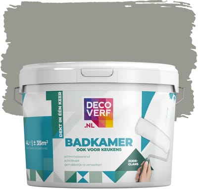Decoverf badkamerverf klei grijs 4L