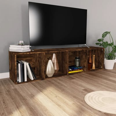 vidaXL - Boekenkast - / - tv-meubel - 36x30x143 - cm - bewerkt - hout - gerookt - eiken