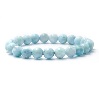 Bixorp Gems Larimar Edelstenen Armband - 8mm / 18cm - Luxe Handgemaakte Kralenarmband