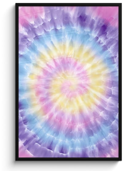 Poster in lijst - Fotolijst 80x120 cm - Posters - Spiraal - Tie dye - Pasteltinten - Posterlijst zwart - Decoratie - Wanddecoratie woonkamer - Muurdecoratie slaapkamer