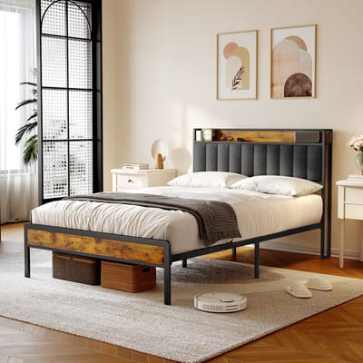 Xbro Gestoffeerd Bed 140 x 200 cm - Tweepersoonsbed met 35 cm Opbergruimte - Donkergrijs