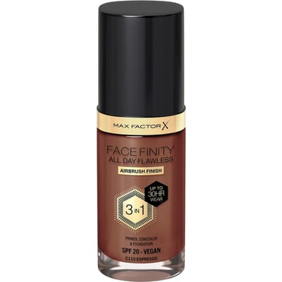 Max Factor Facefinity All Day Flawless 3 in 1 Vegan Foundation 30ml (Various Shades) - C110 - ESPRESSO